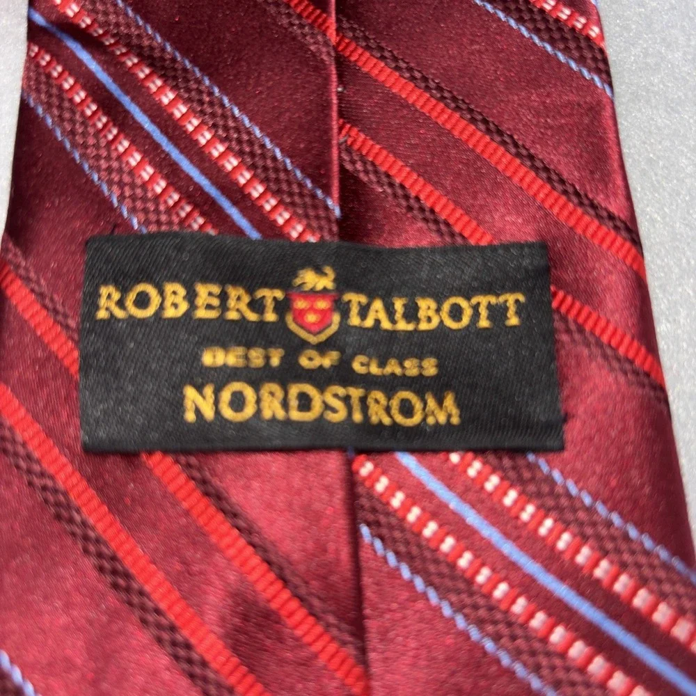 Robert Talbott Best Of Class Red Blue Pinstripes 100% Silk Hand Sewn Necktie